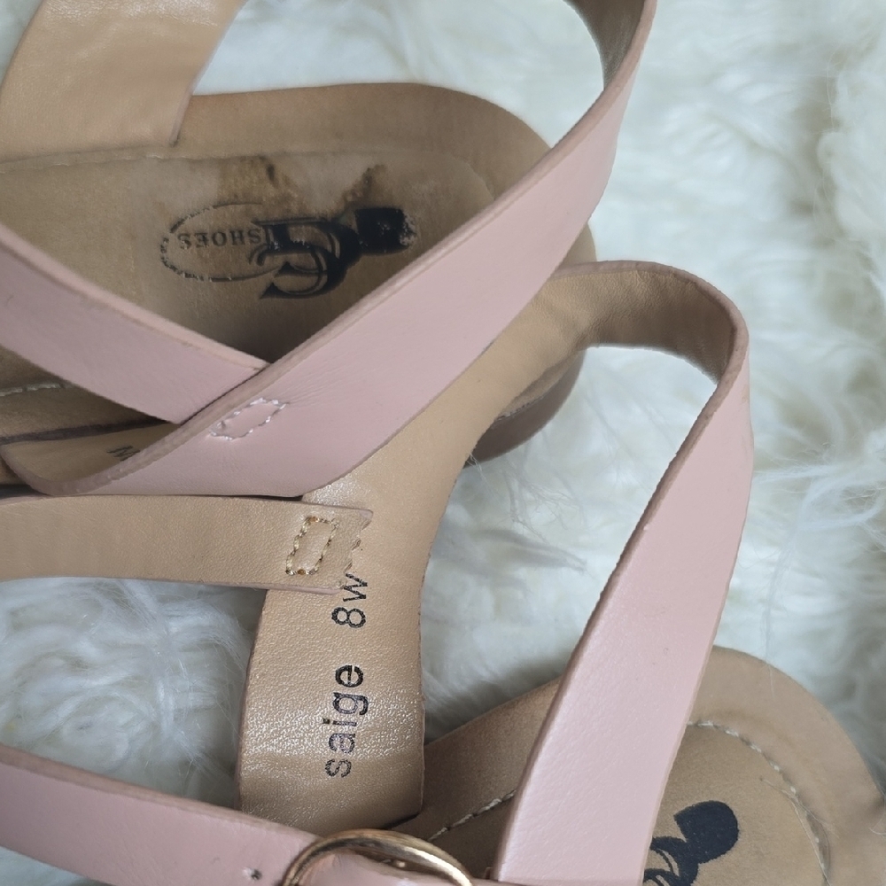 Chic Pink and Tan Sandals with Secure Ankle Strap - Picture 4 of 10